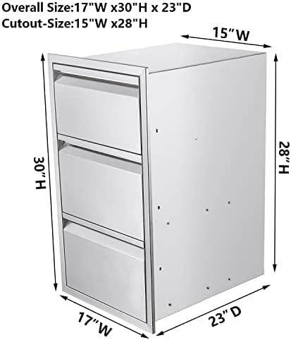 17" W Outdoor Kitchen Double Drawer with Paper Towel Holder Combo Works with Your Grilling or Prep Zones Flush Mount for Outdoor Kitchen Island（Overall Size:17" W x 30" H x 21" D inch） - Image 3