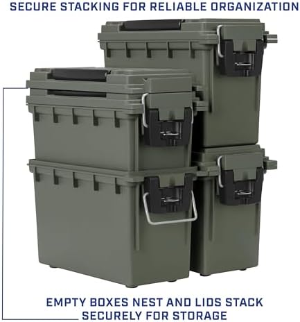 Sheffield Ammo Box Made in USA, Stackable Lockable Ammo Storage Box, Green - Image 6