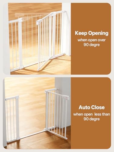 Baby Gate for Indoor Stairs & Doorways: Wide Expandable 27.9-46.8" Metal Safety Gate - Toddler Pets 30" Tall Dog Gate with Easy Install Pressure Mount Dual Lock & 2-Way Swing, White. - Image 6