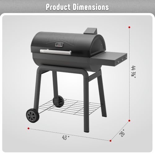Feasto Heavy-Duty 30-Inch Charcoal Grill with Side Table - Image 2