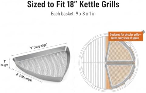 Yukon Glory Kettle Grill Basket Set, 2 Stainless Baskets, Clip-On - Image 3