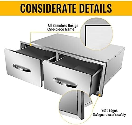 Stainless Steel Outdoor Kitchen Drawers - 3-Drawer BBQ Drawer, Built-in, Flush Mount - 30Wx20Dx10H - Image 4