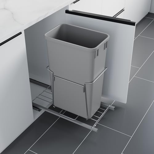 Dowell B15 Aluminum Base Wastebasket Pullout with Door Mount and 50Qt/13Gal Plastic Bin (4012 0115+50) - Image 2