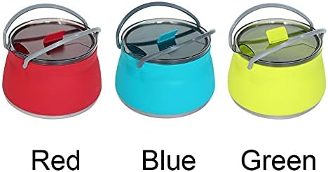 Folding Saucepan, Camp Cookware Hiking Silicone Folding Saucepan Water Kettle With Lid Cookware Travel Camping Pot(Red) - Image 3