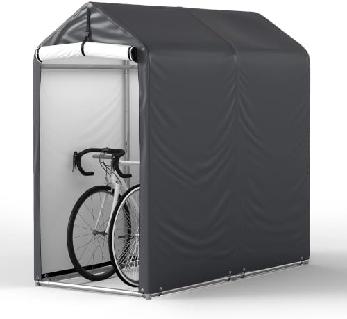 3x6 Ft Outdoor Storage Shelter, Heavy Duty Waterproof Portable Shed with Roll-up Zipper Door and Ventilated Windows for Motorcycle, Bike, Tools Gray by 10x10FTHardtopWoodGazebo