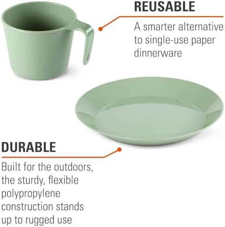GSI Outdoors Cascadian Table Set I 6-Piece Camping, Backpacking Mess Kit, Plastic BPA Free, Plate, Bowl, Mug, Cup & Cutlery Set - Image 3