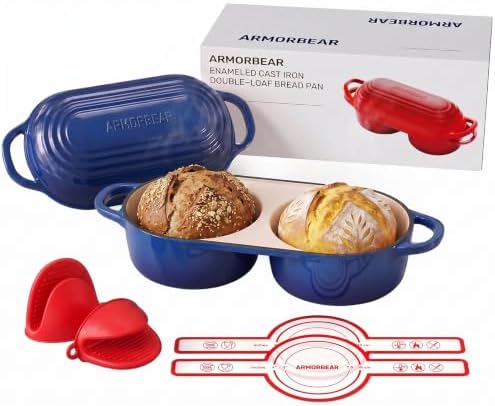 Mini Double Dutch Oven for Sourdough, Enameled Cast Iron Bread Pan, Blue by Unknown