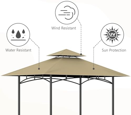 Grill Gazebo Canopy Replacement, 5 x 8 Ft, Khaki - Image 3