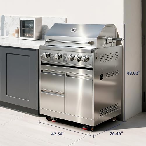 BODEGA Stainless Steel Outdoor Drawer Cabinets for 30 Inch Outdoor Kitchen Propane Gas Grill with 2 Drawers and Propane Tank Storage, Commercial Sinks Cabinet and outdoor refrigerator cabinet Combo. - Image 5