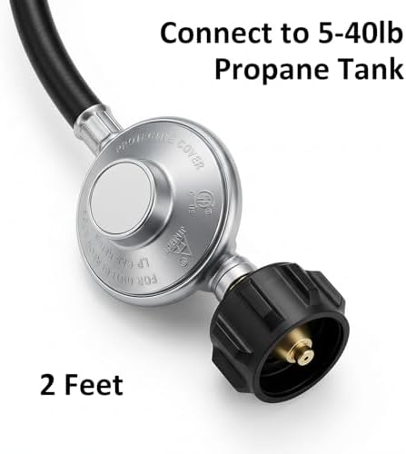 ATKKE 2 Feet Propane Regulator Hose Assembly, QCC1/Type 1 Tank to 3/8" Female Flare Fitting, Low Pressure Replacement Gas Line for Grill,Heater,Fire Pit, - Image 2