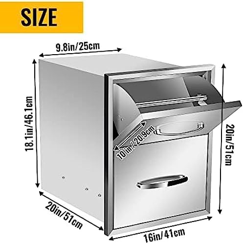BBQ Outdoor Kitchen Drawers Stainless Steel 3-Drawer BBQ Drawer Enclosed Built-in Drawer Flush Mount for Outdoor Kitchens & BBQ Islands,16Wx20Dx20H - Image 3