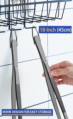 JETKONG 2 Pcs 18 Inch (45cm) Stainless Steel Grill Tongs Heavy Duty Giant Tweezer Tongs, Extra Large Tweezers Tools for Cooking, Grilling, BBQ and Turning Food (Black) - Image 7