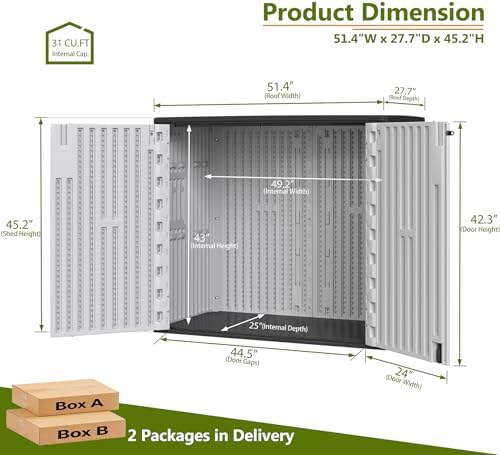 ZZM 37 Cu.ft Outdoor Storage Cabinet with One Tool Kit, Horizontal Storage Shed for Garage, Bike, Garbage Cans, Garden Accessories - Image 3