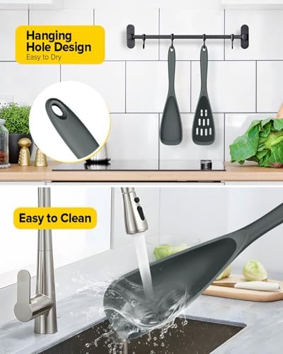 BUNDLEPRO Silicone Cooking Spoons for Nonstick Cookware, One-Piece, 2 Pack - Image 6
