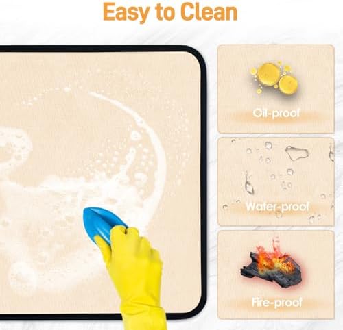 Heat Resistant Mats for Air Fryer on Countertop, 18 x 15in, Khaki - Image 4