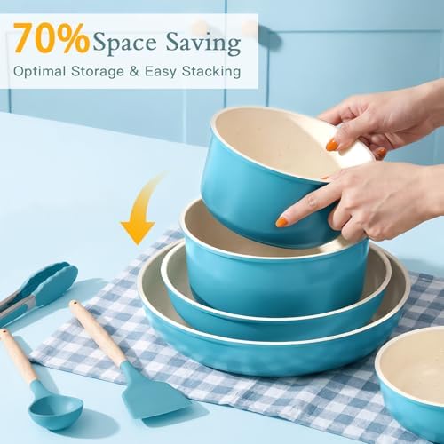 GiPP 21PCS Pots and Pans Set Nonstick Cookware Set with Detachable Handle - Image 3
