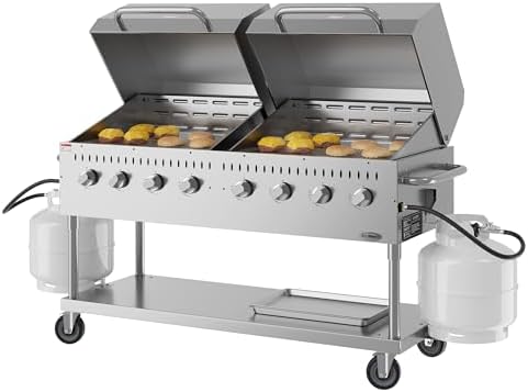 60 in. 8-Burner Commercial Outdoor Propane Gas Grill with 2 Roll Dome Covers in Stainless-Steel, ETL Listed (CGKIT6-D30D30) - Image 3