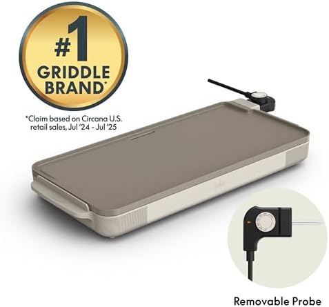 bella 10"x20" Non-Toxic, Nonstick, Ceramic Griddle, Oatmilk - Image 3