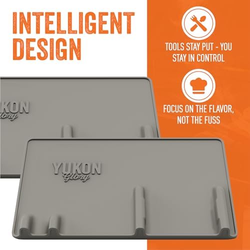 Yukon Glory Silicone Tool Rest Mat, Grey, Holds 3 Grill Tools - Image 6