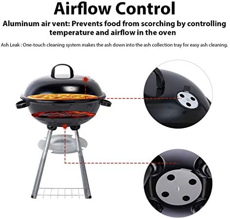 Charcoal Grill 18 inch Barbecue Grill with Waterproof Grill Cover for Outdoor Courtyard Picnic Camping Tailgating BBQ Kettle - Image 5