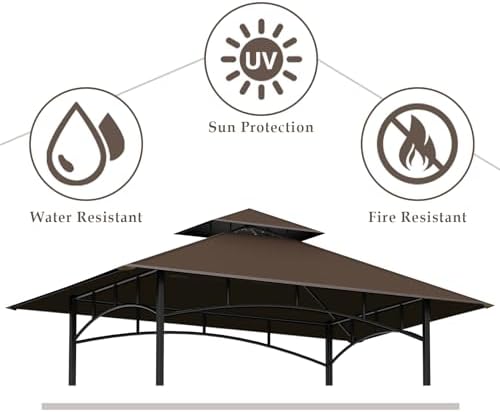5' x 8' Grill Gazebo Replacement Top, Brown Canopy Top Cover Only - Image 2