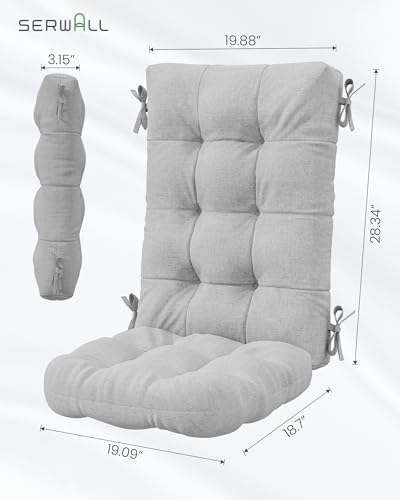 SERWALL HDPE Outdoor Rocking Chair Cushion Set of 2, Gray - Image 3