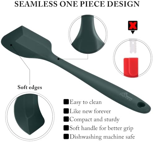 HOTEC 600℉ Heat Resistant Silicone Rubber Spatula Set, Neutral, Set of 5 - Image 6