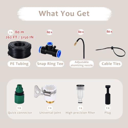 Outdoor Misting Sprinkler Kit, 360° Adjustable Nozzles Drip Irrigation System for Garden, Farm, Workshop & Construction Cooling and Dust Control - Image 3