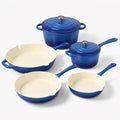 QuliMetal Enameled Cast Iron Cookware Set, 5 Pcs Pots and Pans with Lid, Skillet, Frying Pan, Saucepan & Dutch Oven for All Stovetops, PFA Free - Ideal for Sourdough Bread Baking by QuliMetal