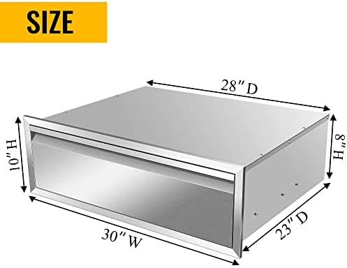Outdoor Kitchen Drawers 30" W x 10" H x 23" D Inch Stainless Steel Flush Mount BBQ Single Drawer for Outdoor Kitchen Island, or Patio Grill Station - Image 2