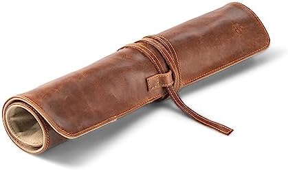 Angus Stoke premium leather Knife Roll Bag - Storage and Protection for Chef Knives, 7 Slots and 1 Zipper Pocket, genuine Buffalo Leather Case Nils (Mahogany) - Image 6