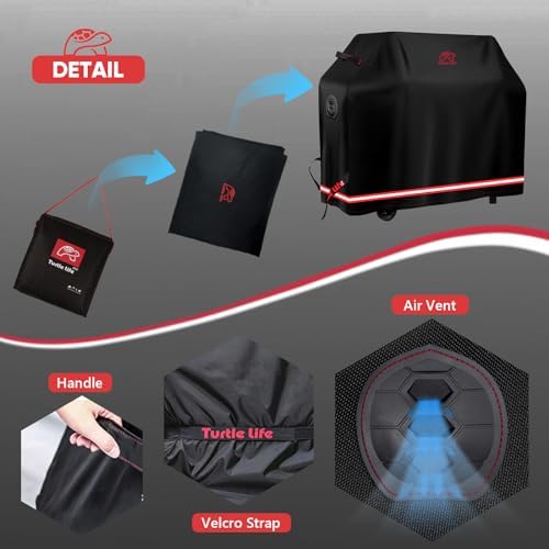 Turtle Life BBQ Grill Cover, 64 Inch Heavy Duty Waterproof 4-6 Burner Barbecue Gas Grill Covers for Weber Genesis Char-Broil Deluxe Royal Gourmet GA Series, Black - Image 4