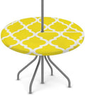 Fitted Round Tablecloth with Umbrella Hole and Zipper Yellow Moroccan Outdoor Elastic Table Cloth 36"-44" Oil-Proof Waterproof Morocco Geometric Patio Table Cover for Dining Picnic Party by GzLeyigouHomeKitchen