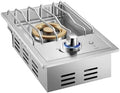 17,500BTU Liquid Propane Side Burner, Single Grilling Side Burners for Outdoor Kitchen, Convertible to Natural Gas, Duty Heavy 304 Stainless Steel, Drop-in Side Burner for Outdoor BBQ Grill Island by Livory