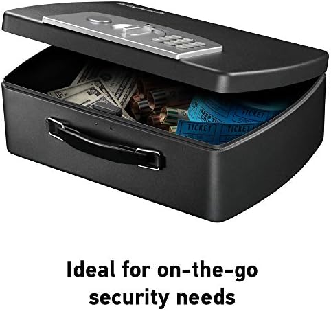 SentrySafe Portable Black Safe Box with Digital Keypad Lock, Small Steel Travel Safe with Carrying Handle for Money, Passport, 0.21 Cubic Feet, 4.4 x 13 x 10 Inches, P021E - Image 2