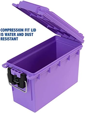 Sheffield 12632 Ammo Storage Box, Stackable .30 Cal Field Boxes, Water and Dust Resistant, Lockable Storage Box with Handle, Secures Hunting Gear, Supplies, & Bullets, Made in USA, Purple(Pack of 6) - Image 4