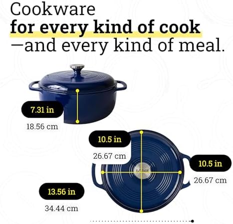 Lodge Essential Enamel Cast Iron Dutch Oven, 6 Quart, Indigo - Image 5