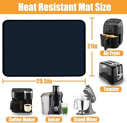 TOHONFOO Heat Resistant Mats for Countertop & Air Fryer, 29.5x21 in, Blue - Image 3