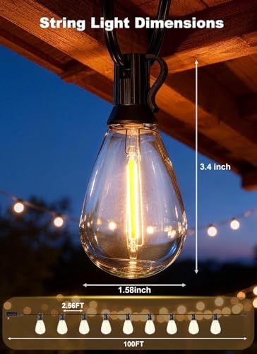 100FT Outdoor String Lights Waterproof, 36+1 Shatterproof S11 LED Bulbs, Extra Long Patio Lights for Outside, Bistro Cafe Decor, Backyard Garden Hanging Lights, Outside Fence Light String - Image 2