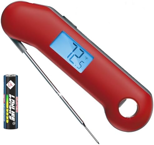 ThermoMaven Professional Digital Meat Thermometer, Ultra Fast 0.5 Sec Instant Read, NIST Certified Accurate to ±0.5°F, IP67 Waterproof, Backlit & Auto-Rotating Display, Auto Wake/Sleep, Dark Red&Gray by ThermoMaven