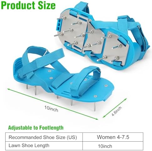 Lawn Aerator Shoes for Grass - Pre-Assembled Grass Aerator Shoes for Lawn - Soil Yard Aerator Tool for Aerating Patio Garden, Blue, Small Size - Image 2