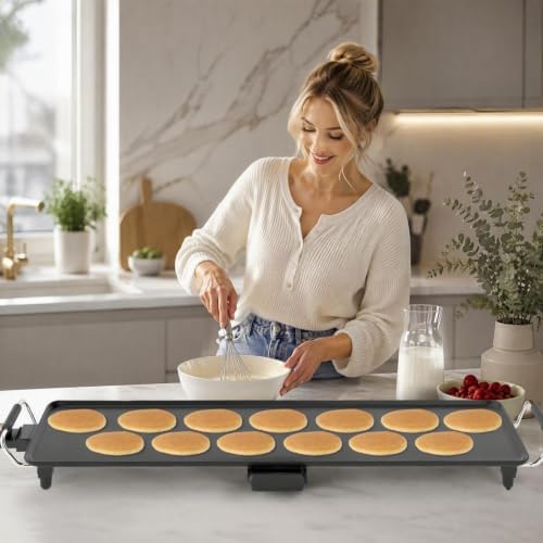 COSTWAY 39.5” Electric Griddle, Large Teppanyaki Grill, 2 Nonstick Surfaces - Image 2