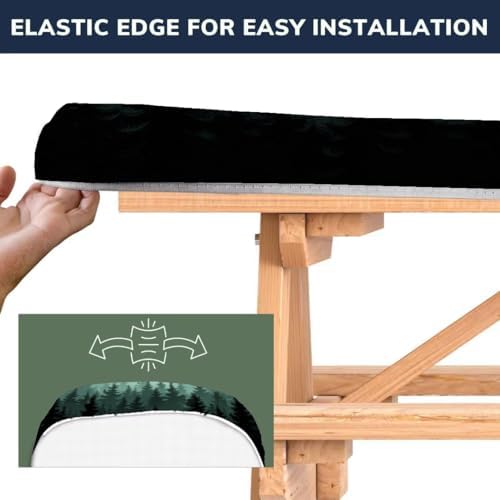 CAPSCEOLL Fitted Picnic Table Cover with Bench Covers 5ft - Green Forest - Image 5