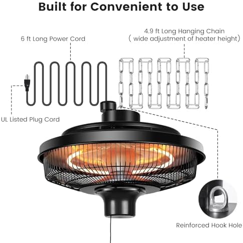 Fanspex 1500W Electric Ceiling Heater for Home, Patio, Gazebo & Greenhouse - Image 3