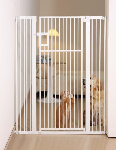No Pawblems 55" Extra Tall Pet Gate, 29"-43" Wide Dog Gate Indoor, White by NoPawblems