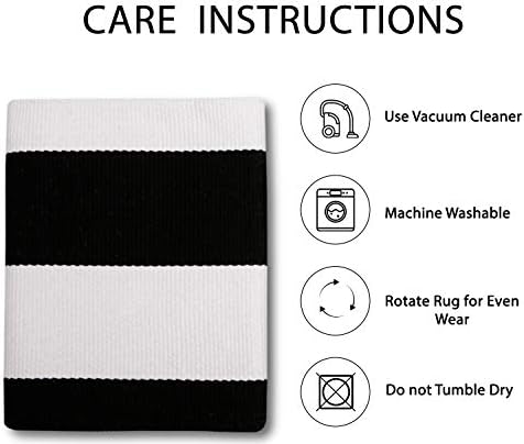IOHOUZE 27.5x43 Striped Outdoor Door Mat, Washable Porch Rug, Black/White - Image 6