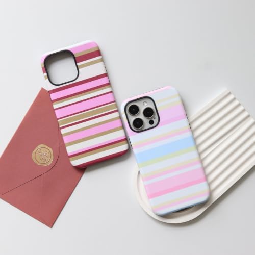 for iPhone 13 Pro Case, Magnetic Matte Frosted Dual-Layer Striped Phone Case for Women, Retro Aesthetic Cover Compatible with MagSafe Accessories - Berry Sage - Image 5