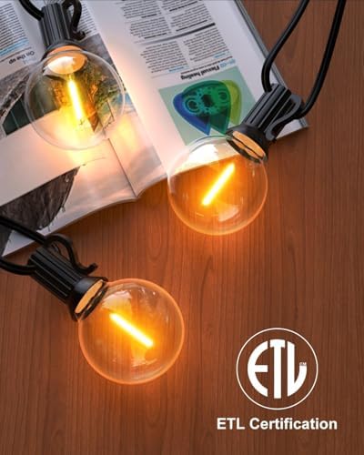 GLUROO 200FT(100FT*2PC) Outdoor String Lights, G40 LED Patio Lights with 100+4 Bulbs, Waterproof Shatterproof Dimmable Globe Hanging Outdoor Patio Lights Cafe, Bistro Outside Lights for Patio - Image 6