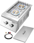VEVOR Double Grilling Side Burners, 2 x 15,000BTU Liquid Propane Side Burner for Outdoor Kitchen, Convertible to Natural Gas, 304 Stainless Steel Built-in Double Grill Burners for BBQ Grill Island by VEVOR