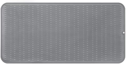 MicoYang Silicone Dish Drying Mat for Multiple Usage,Easy clean,Eco-friendly,Heat-resistant Silicone Mat for Kitchen Counter or Sink,Refrigerator or Drawer Liner Grey 5XL 36inches x 18inches by MicoYang